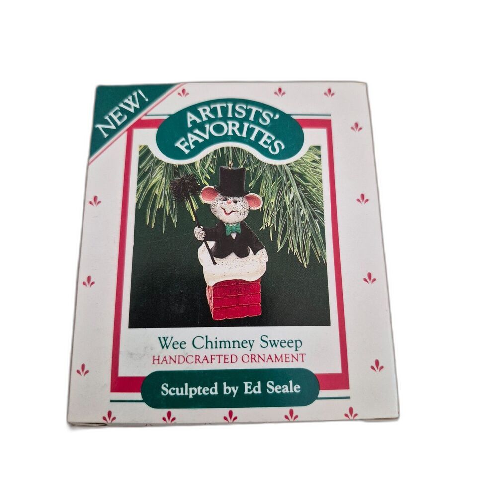Vintage Hallmark 1987 Wee Chimney Sweep Ornament Mouse Artist Favorites
